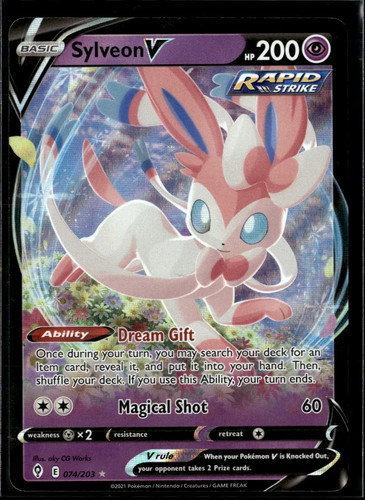 Sylveon V 2021 Evolving Skies Holo Rare RR #74/203
