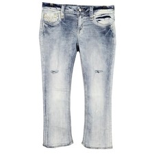 Rock Revival Brunella Boot Cut Jeans Womens 29 Embellished Distressed Hemmed