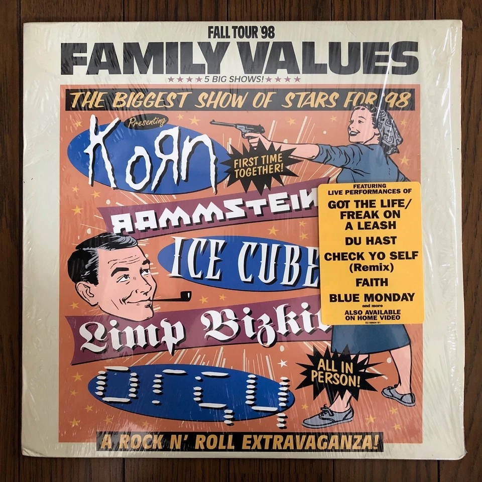 Family Values Tour '98 Yellow Vinyl 1999 US 2LP Limp Bizkit Ice Cube US Shrink - Image 2 of 4