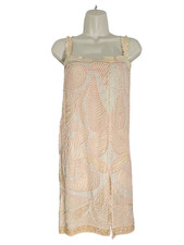 Judith Ann Creations Women's Vintage Peach Beaded Sequin Silk Dress Size M