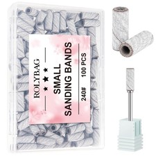 Rolybag 100pcs Small Sanding Bands Nail Drill Bits 240 Extreme Fine Grit Sanding