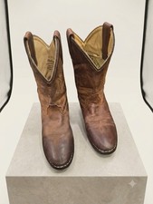 Roper Monterey Kids Brown Leather Pull-On Western Boots Mid-Calf Size 2