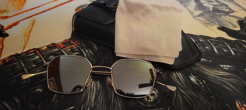NATIVE SONS Chino White Gold Frame Mirror Brown Polarized lenses Made in Japan