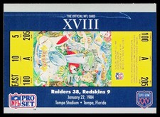 1990-91 Pro Set Super Bowl XXV Silver Anniversary SB XVIII Ticket #18 Oak-Wash