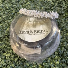 Davids Bridal Tiara Collection Rhinestone & Crystal Metal Leaf Tiara Crown $99