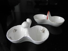2 x Doppel-Saliere  Porzellan Menage f&uuml;r Salz und Pfeffer Art D&egrave;co