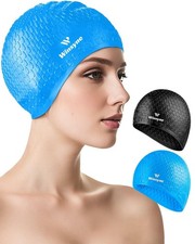 2 Pack Unisex Silicone Swim Cap for Women Men, Large Size Swimming Caps for L...