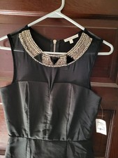 Charlotte Russe NWT Little Black Dress M Silver Beads Mesh Top