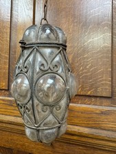 Plafoniera/lanterna vintage Seguso vetro di Murano trasparente/fumo gabbia