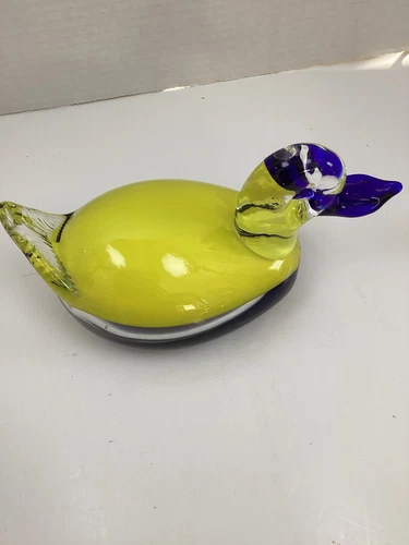 Vintage Murano Heavy Glass Duck Bird Figurine Sculpture 8" Inch Handblown Rare