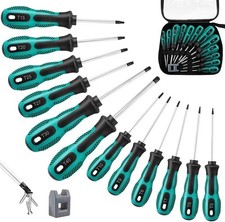 12pc Magnetic Torx Screwdriver Set T5-T40 | Tamperproof Star Drivers Cr-V + Tool