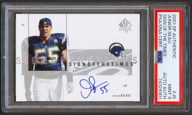 Junior Seau 2001 Upper Deck SP Authentic Sign Of The Times Auto Autograph PSA 9