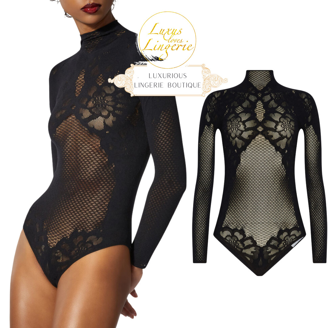Lace Tattoo Body By Wolford L Black Collar With Lace Design Transparent Mesh
