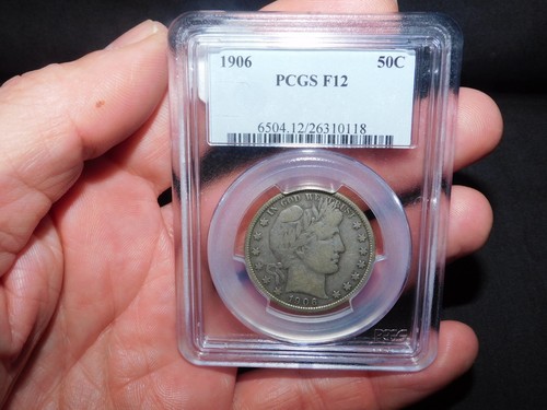 1906 BARBER HALF DOLLAR 50C U.S. COIN - PCGS F12 - Free Shipping
