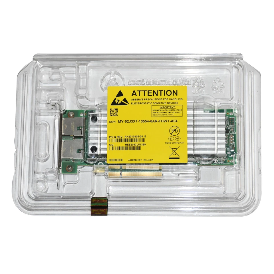 Dell Qlogic QL41162HLRJ Dual-Port 10GBASE-T PCI-E 3.0x8 Network Card LP 2J3X7 - Image 2 of 4