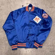Vintage 90s New York Mets Chalk Line MLB Satin Jacket Kids 14/16 Baseball Child