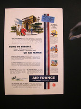 1952 Air France: Going to Europe Luxury Air Travel Vintage Print