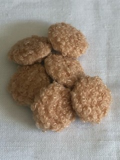 Unusual Pretty Tan Covered Shank Buttons X 6 New