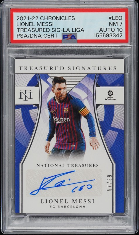 2020-21 Panini National Treasures La Liga Lionel Messi #/99 -PSA 7 Auto 10