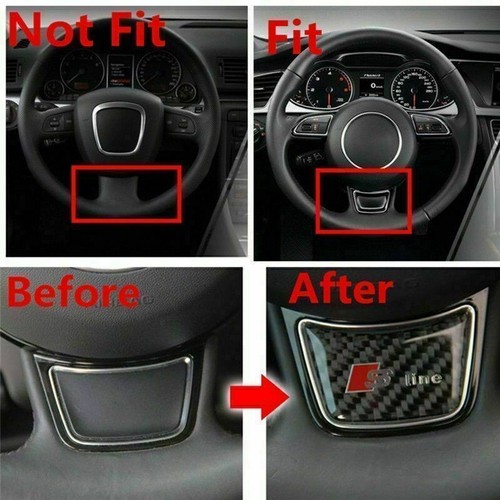 1X NEW for AUDI Sline Steering Wheel BADGE S Line Badge CARBON FIBER/ SILVER - Bild 5 von 11