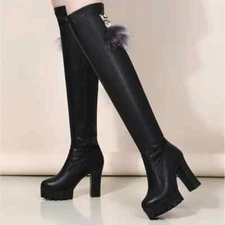 Sexy Thigh High Boots Women Over The Knee Boots for Women Black Heels Long Shoes