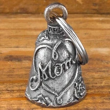 Guardian Bell MOM Heart Roses Pewter Motorcycle Harley Gremlin Biker Ride Hanger