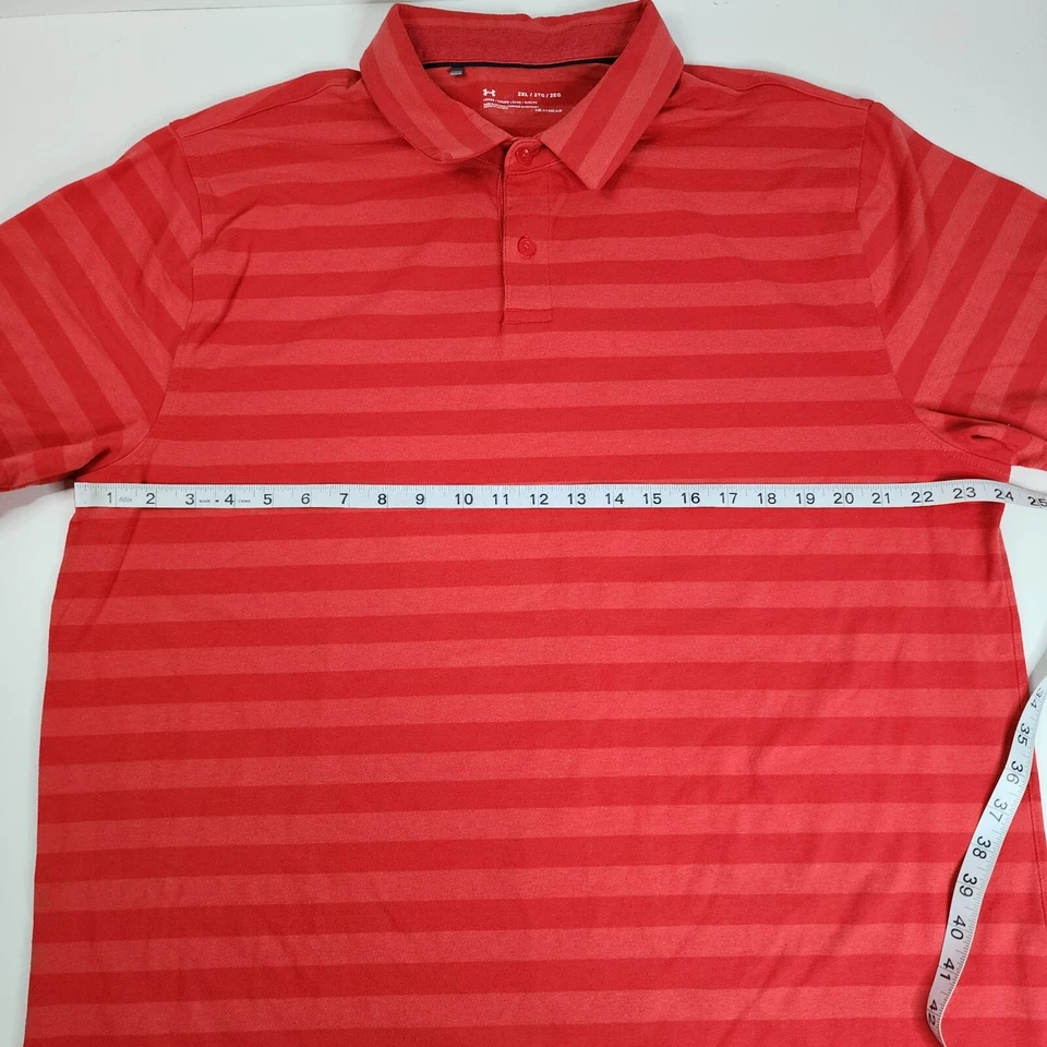 Polo Under Armour suelto Heat Gear para hombre 2XL rojo con rayas preparación golf Foto 4 de 4