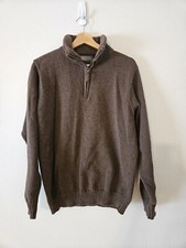 Oscar De La Renta Medium Brown Quarter Zip Sweater