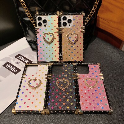 For Samsung Cute Love Stand Bling Fashion Women Girl Soft Phone Case Cover Back