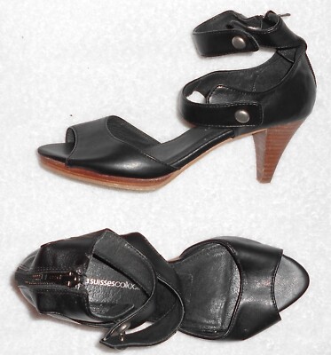 3 Swiss Collection Sandalen Zip hinten Leder schwarz S 36 sehr guter Zustand
