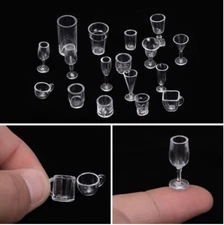 Dollhouse Glassware Set Resin 17 RANDOM PIECES!! 1/12 Scale HUGE SET