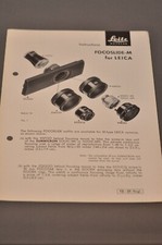Leitz Focoslide-M for Leica, Instructions, Original, Not a Copy c1958 RARE 