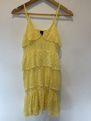 Vera Moda Women s Yellow Frill Cami Mini Dress NEW Size XS