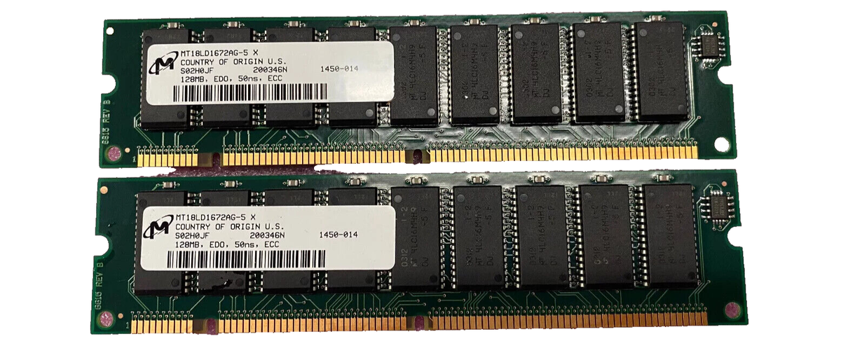 Module Mémoire Vintage 128 Mo EDO ECC 168 Broches DIMM - Pour Vieux PC Ou Rétro - Occasion
