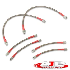 Silver 6PC F+R Racing Stainless Steel Brake Line Kit Cables For BMW E36 E34 E32