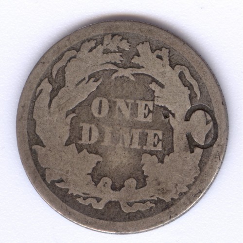 1874 Seated Liberty Dime + SILVER + Counter Stamp + No Reserve! - Picture 2 of 2