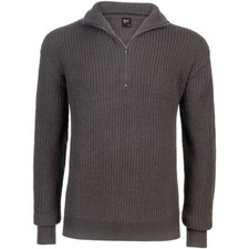 Image of Brandit Marine Pullover Troyer Warm Mens Jumper Reiforced Knitwear Anthracite