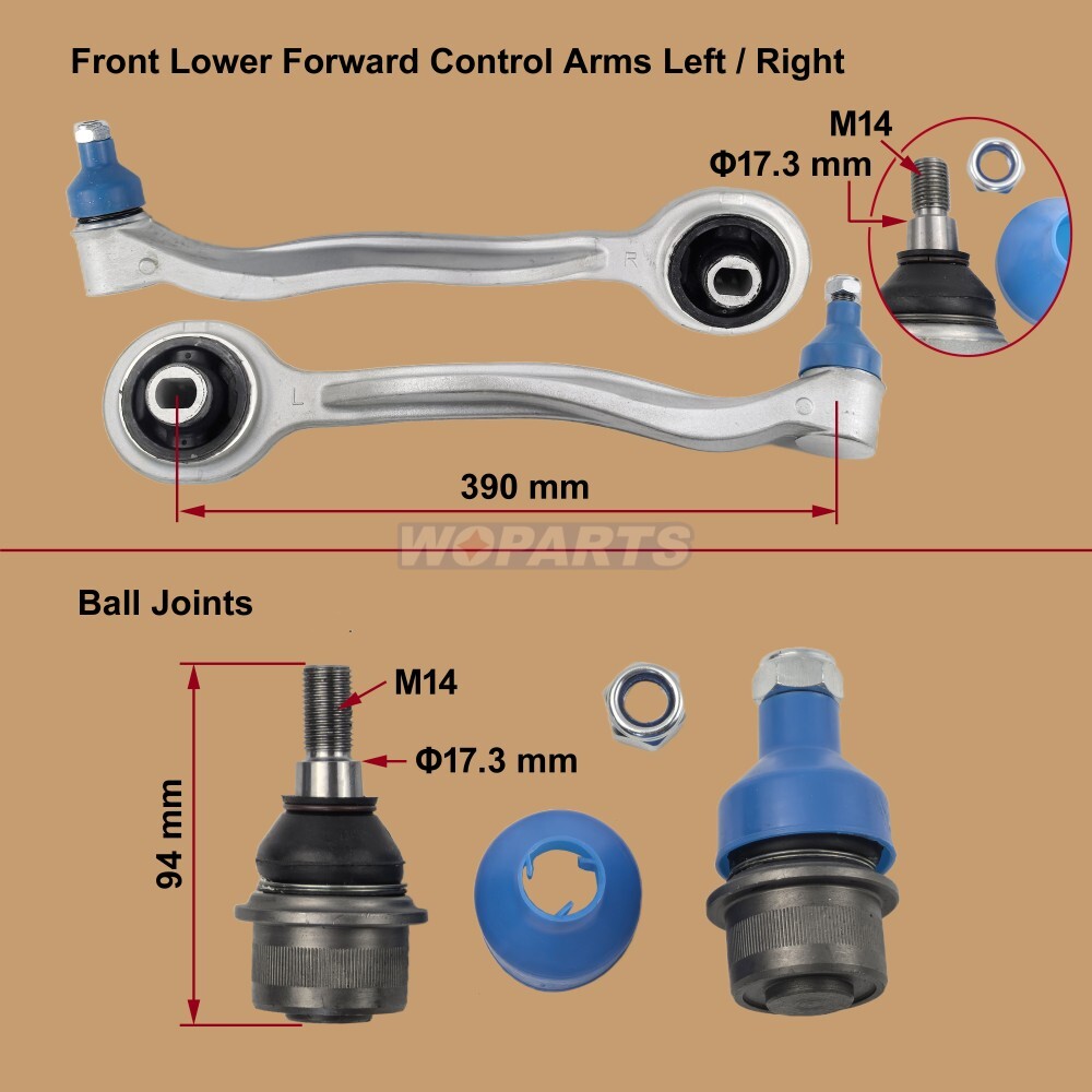 12-Piece Control Arm & Ball Joint Kit For Mercedes Benz W220 S500 S430 (99-06) – WOPARTS