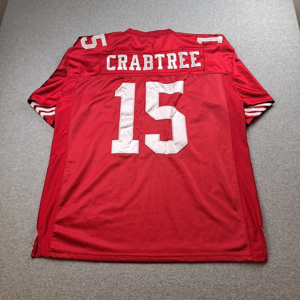 Camiseta Reebok de los San Francisco 49ers para hombre 56 Crabtree 15 roja fútbol americano NFL Y2K LEER Foto 2 de 4