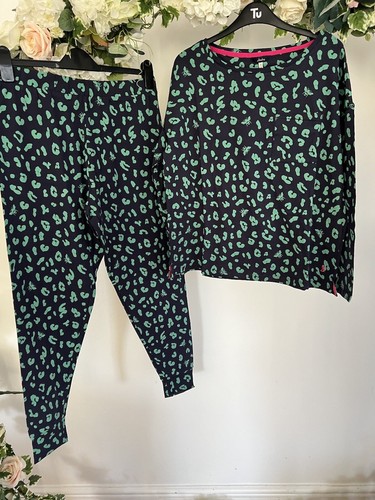 Joules Dreamley Pigiama Donna Pigiama Set Taglia S Stampa Leopardata Ape Navy NUOVO OH22 - Foto 2 di 16