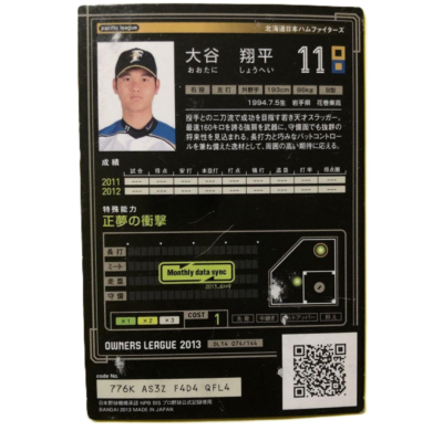Shohei Ohtani 2013 Owners League Baseball Card Rookie card RC