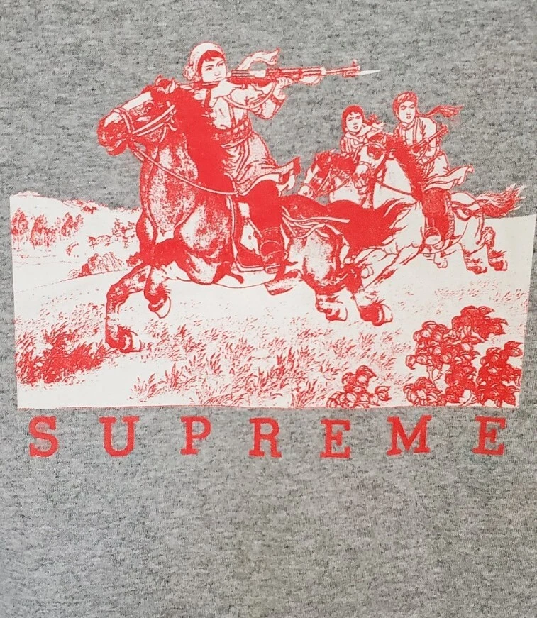 EUC Supreme Riders Tee SS19 Size Medium Heather Grey Red Horses box logo FTP