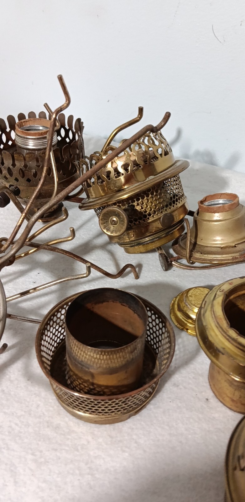 Lot of Vintage Antique Oil Lamp Conversion Parts and Shade Holders eBay