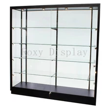 Black Aluminum Glass Tower Extra Vision Display 72 Inch Showcase with Lock & LED