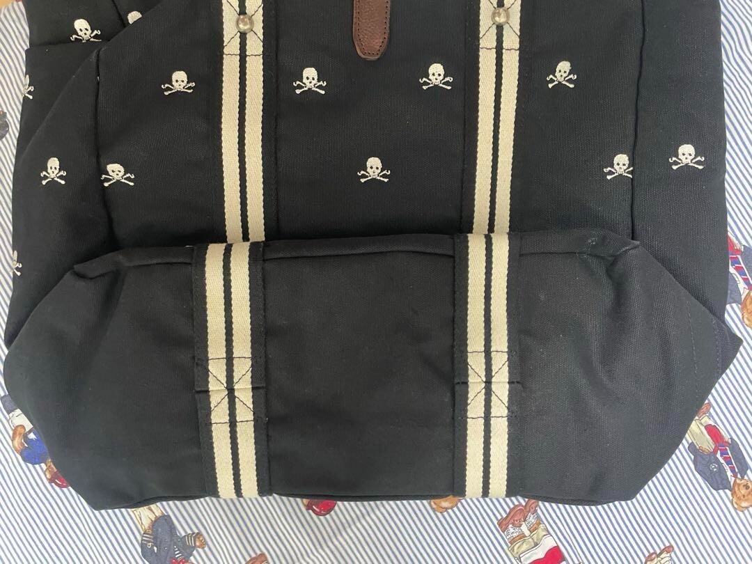 Ralph Lauren Rugby Skull Embroidery Canvas Tote Bag Handbag
