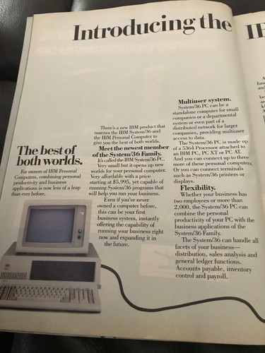 Rare 1985 Original IBM System/36 PC Launch Print Advertisement Retro Computer - Picture 2 of 3
