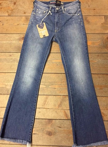 Jeans donna Please a zampa con orlo sfrangiato 5 tasche art P27 vita alta  strech | eBay