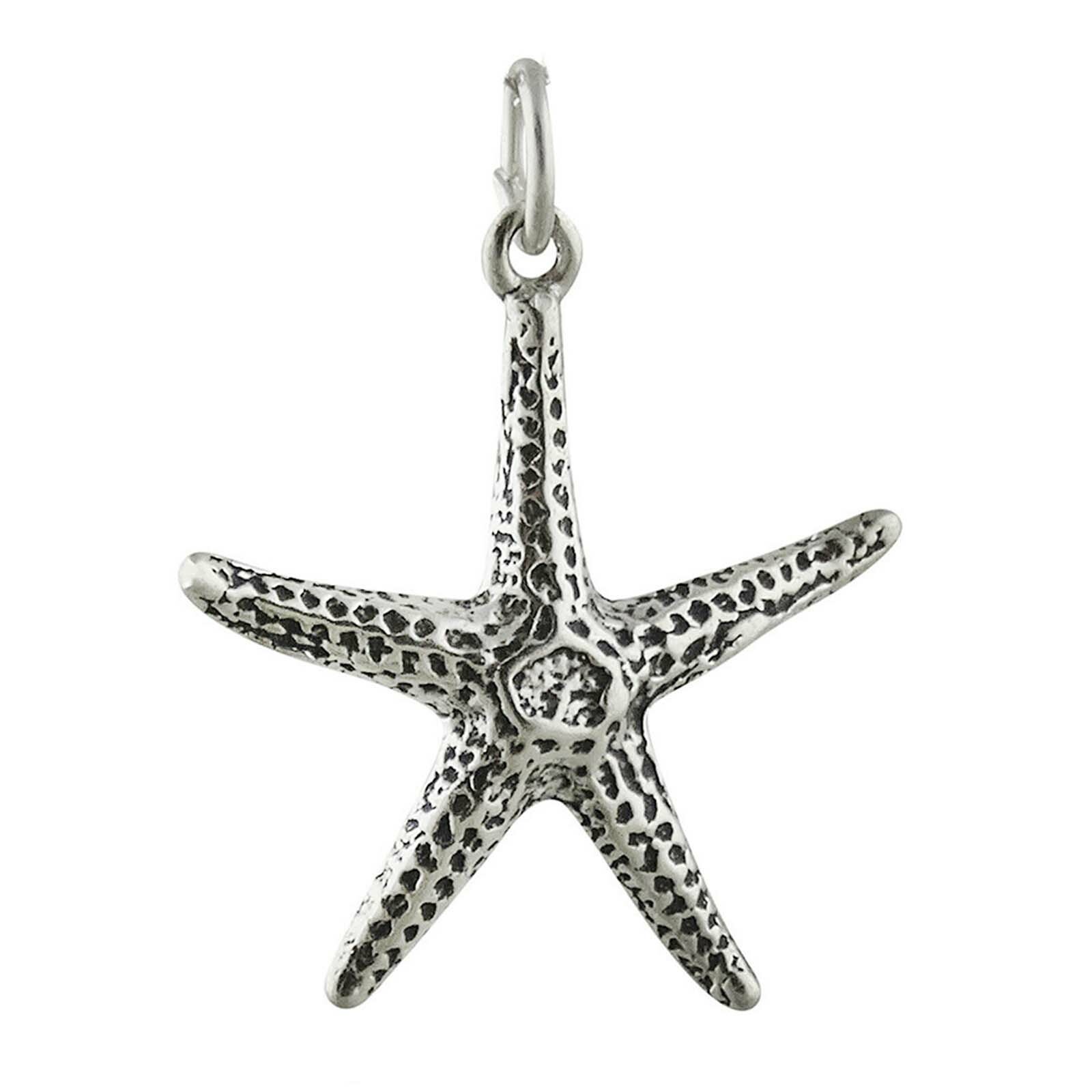 Starfish Sea Star Fish Ocean 3D 925 Solid Sterling Silver Charm Pendant ...