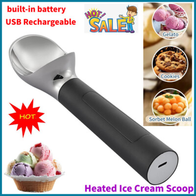 Heated Ice Cream Scoop USB Rechargeable Electric Scooper LED Heats to 158°F IP67