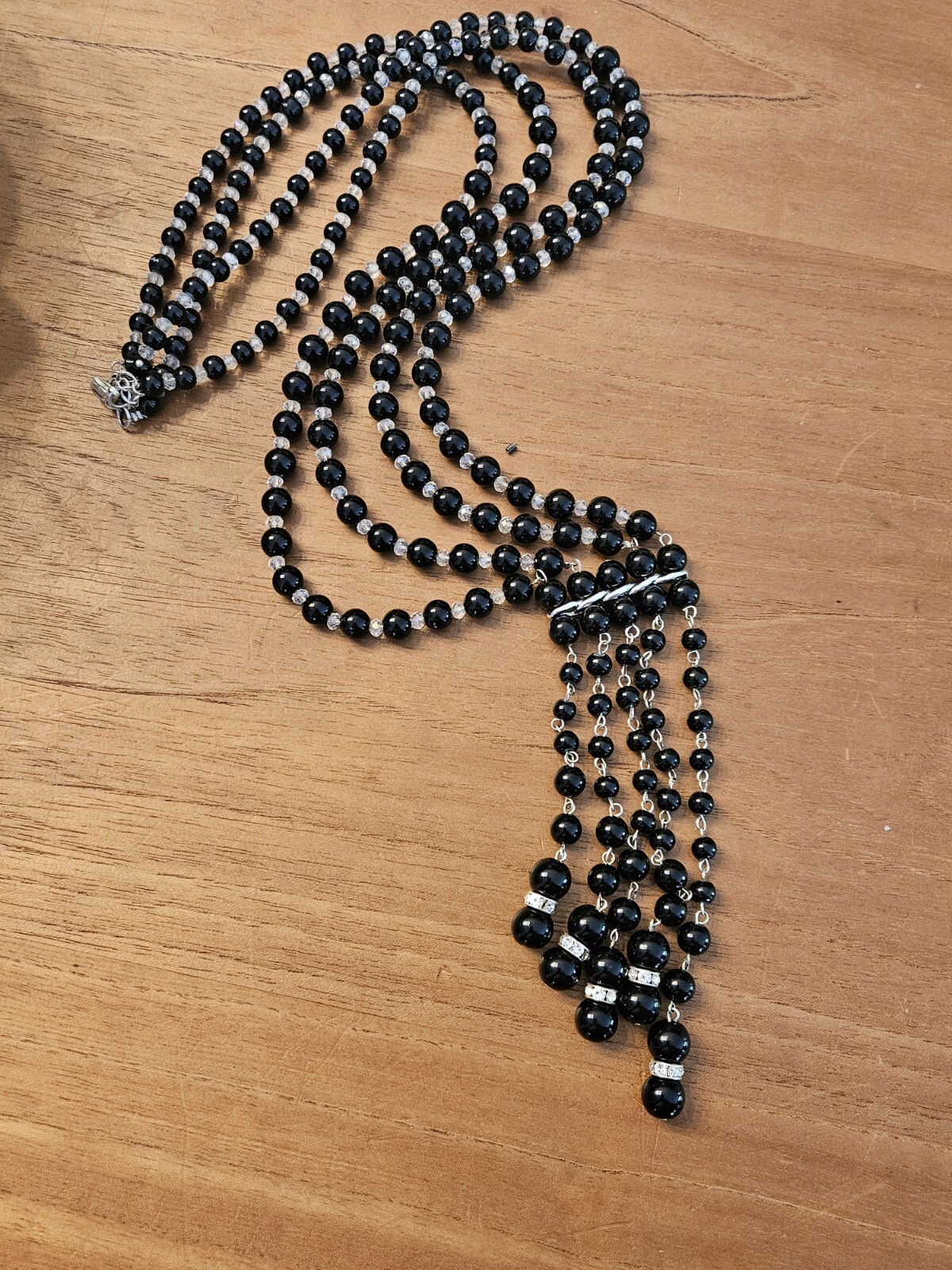 Dramatic Glass In Crystal Cascading Necklace Blac… - image 7